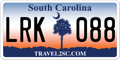 SC license plate LRK088