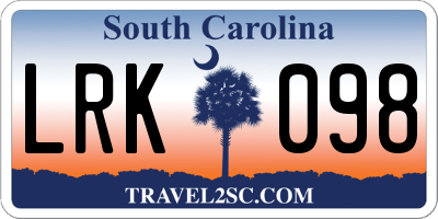 SC license plate LRK098