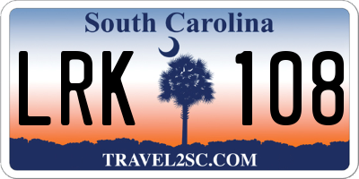 SC license plate LRK108