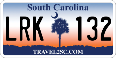 SC license plate LRK132