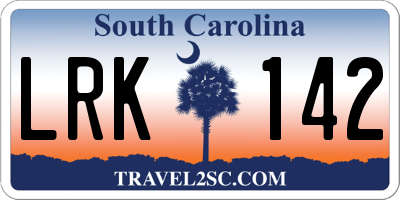 SC license plate LRK142