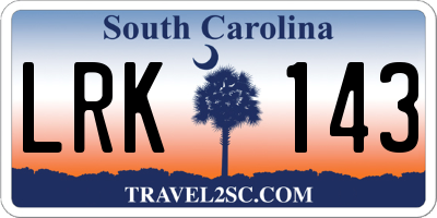 SC license plate LRK143