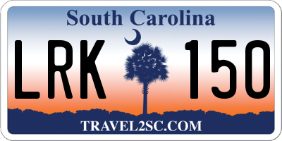 SC license plate LRK150