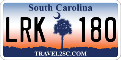 SC license plate LRK180