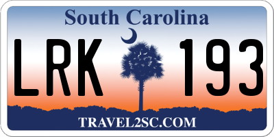 SC license plate LRK193