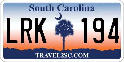 SC license plate LRK194