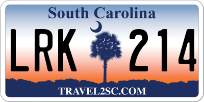 SC license plate LRK214