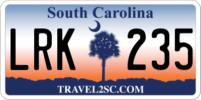 SC license plate LRK235