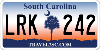 SC license plate LRK242