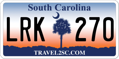 SC license plate LRK270