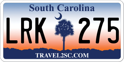 SC license plate LRK275