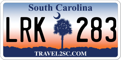 SC license plate LRK283