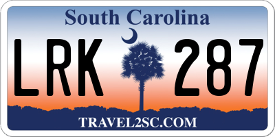 SC license plate LRK287
