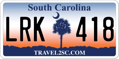SC license plate LRK418