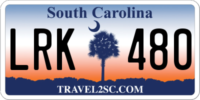 SC license plate LRK480