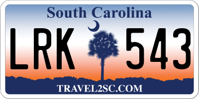 SC license plate LRK543