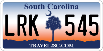SC license plate LRK545