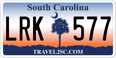 SC license plate LRK577