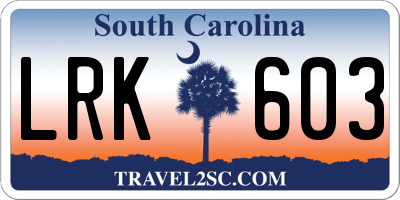 SC license plate LRK603