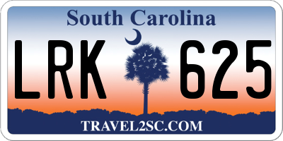 SC license plate LRK625