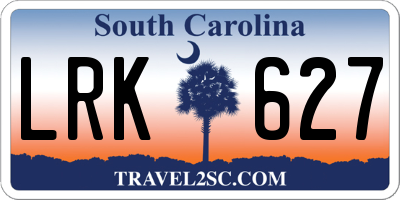 SC license plate LRK627
