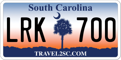 SC license plate LRK700