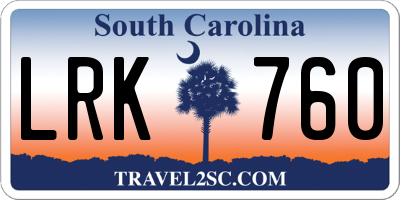 SC license plate LRK760