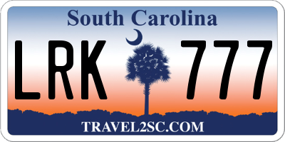 SC license plate LRK777