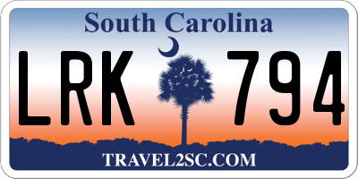 SC license plate LRK794