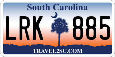 SC license plate LRK885