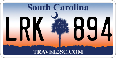 SC license plate LRK894