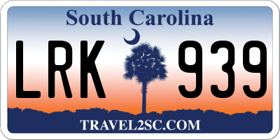 SC license plate LRK939