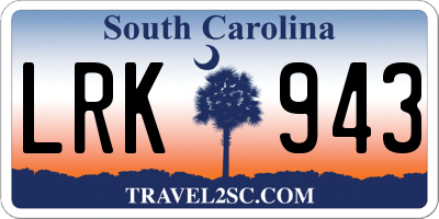 SC license plate LRK943