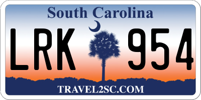 SC license plate LRK954
