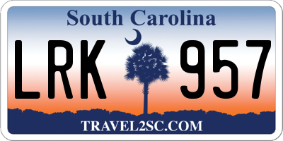 SC license plate LRK957