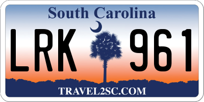 SC license plate LRK961