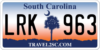 SC license plate LRK963