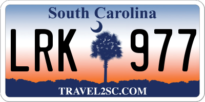 SC license plate LRK977