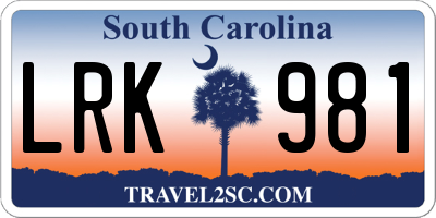 SC license plate LRK981