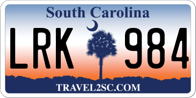 SC license plate LRK984