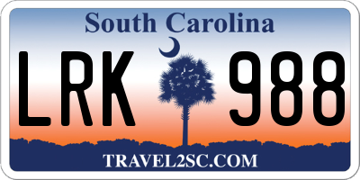 SC license plate LRK988