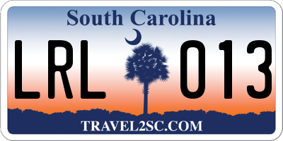 SC license plate LRL013