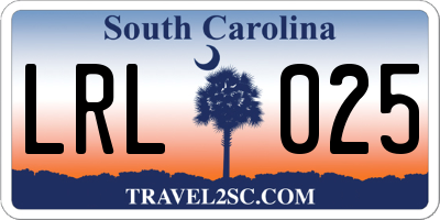 SC license plate LRL025