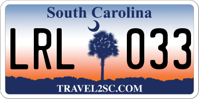 SC license plate LRL033