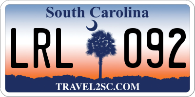 SC license plate LRL092