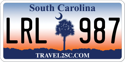 SC license plate LRL987