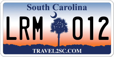 SC license plate LRM012