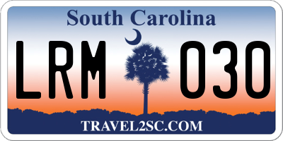 SC license plate LRM030