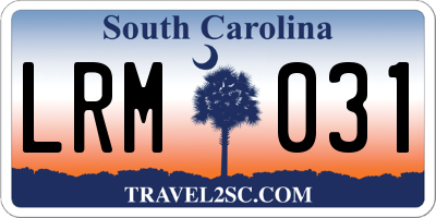 SC license plate LRM031