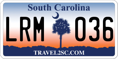 SC license plate LRM036